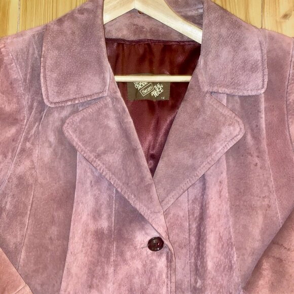 Vintage Purple Leather Suede Coat - Picture 2 of 6